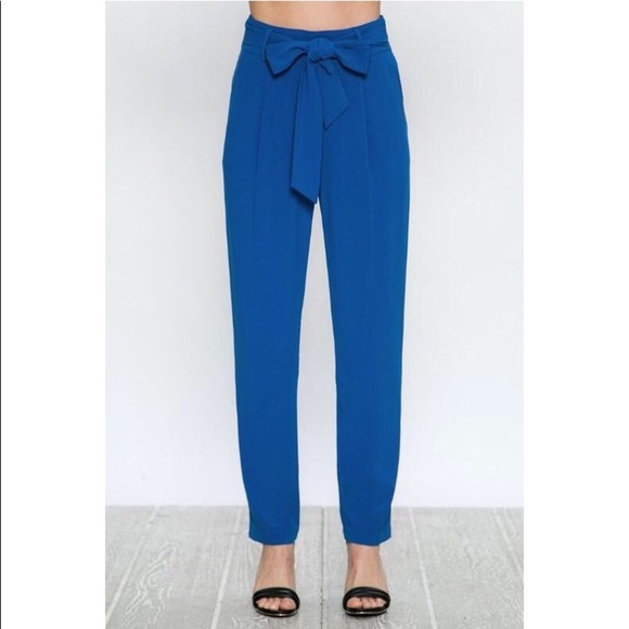 Royal Blue High Waisted Pegged Pants - Picture 3 of 7